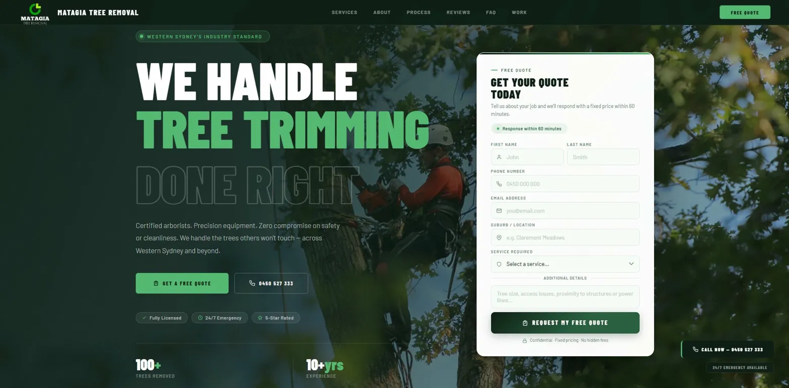 Matagia Tree Removal website